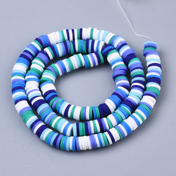 1 Strand, 6mm, Heishi Beads, Environmental Handmade Polymer Clay Beads, Disc/Flat Round  in Blue Shades
